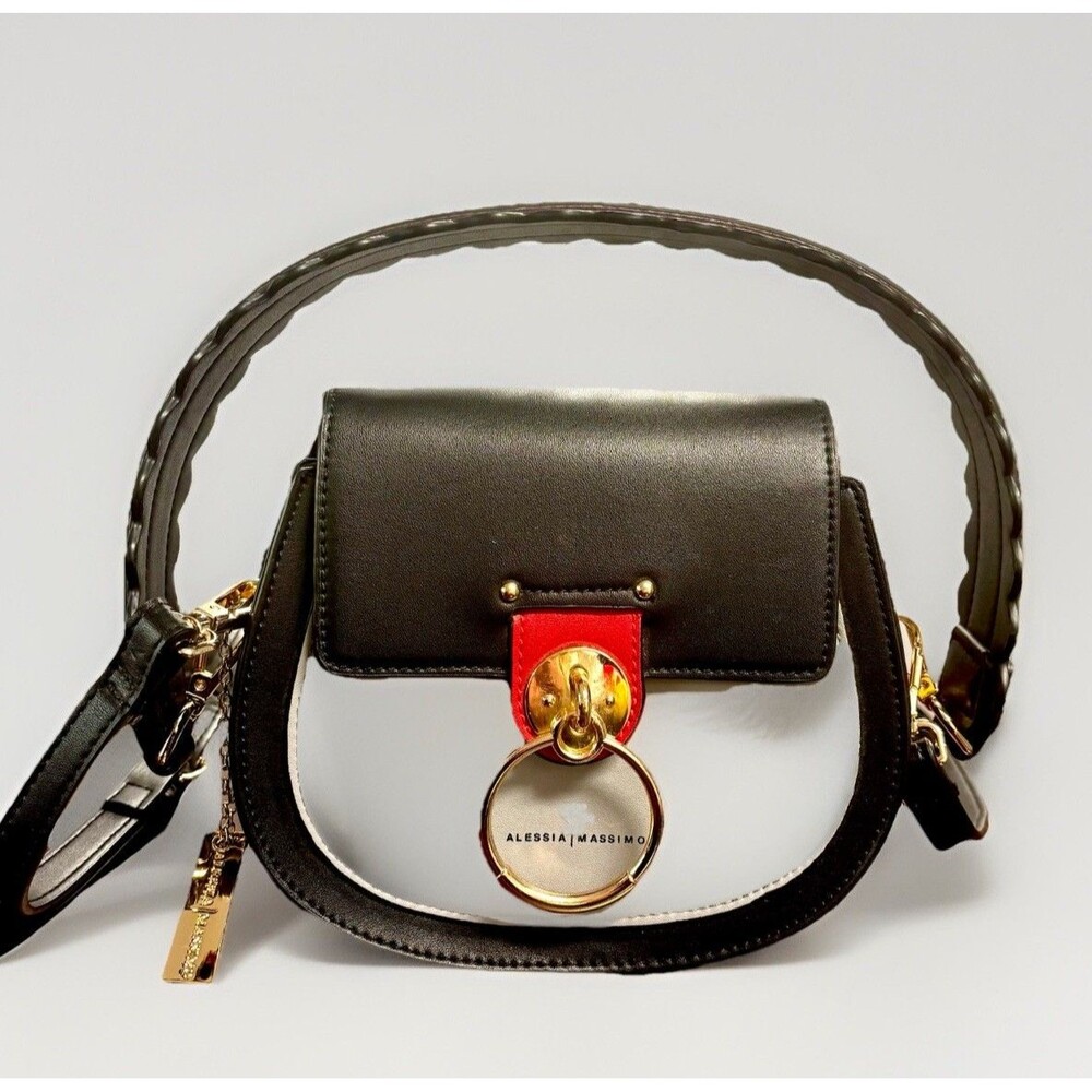 Alessia Massimo Mini Bag Crossbody Black Gold Hardware